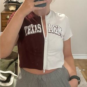 Zipped Cropped TAMU Shirt